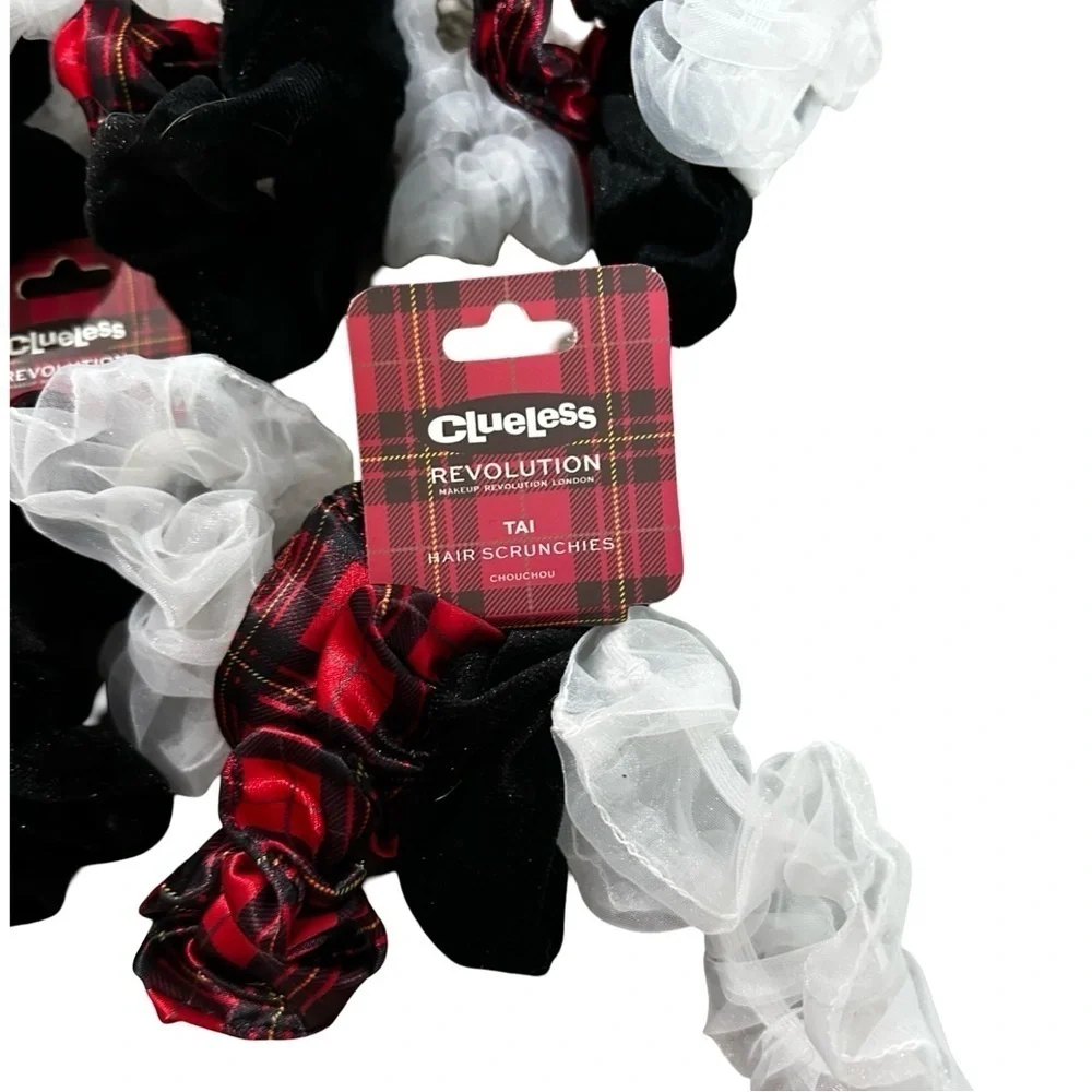 Revolution Clueless Collab Red and Black Hair Scrunchies Set of 3 NWT